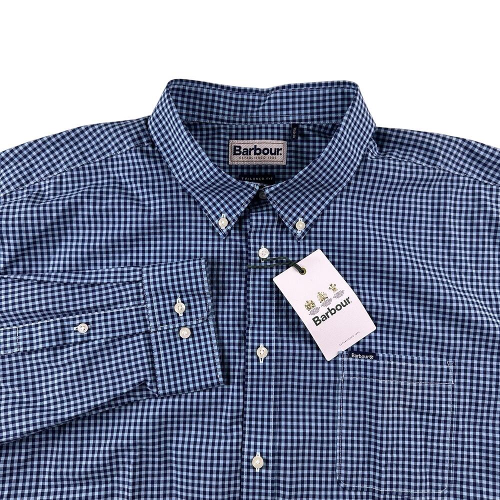 NWT Barbour‎ Meyer Tailored Fit Mid Blue Button Down Shirt Mens 3XL
